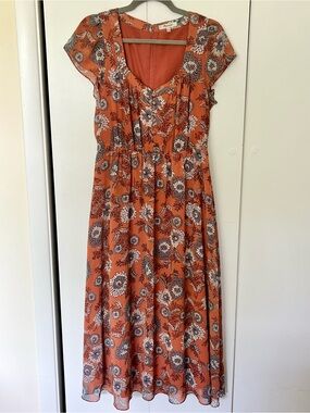 Madewell Button-Front Midi Dress in Gathered Blooms Size 6
